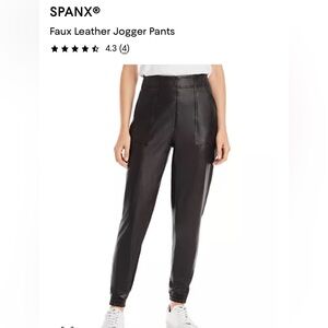 SPANX Faux Leather High-Waist Jogger Pants - Black L
